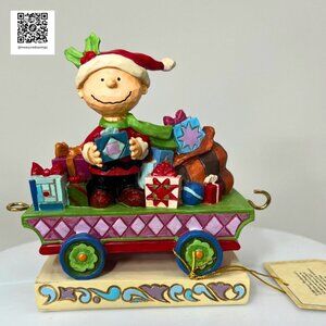 New in Box - Peanuts Charlie Brown Jim Shore Christmas Train "All Wrapped Up"